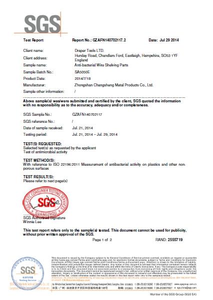 Anti-Bacterial Powder CoatingTest Reports 1