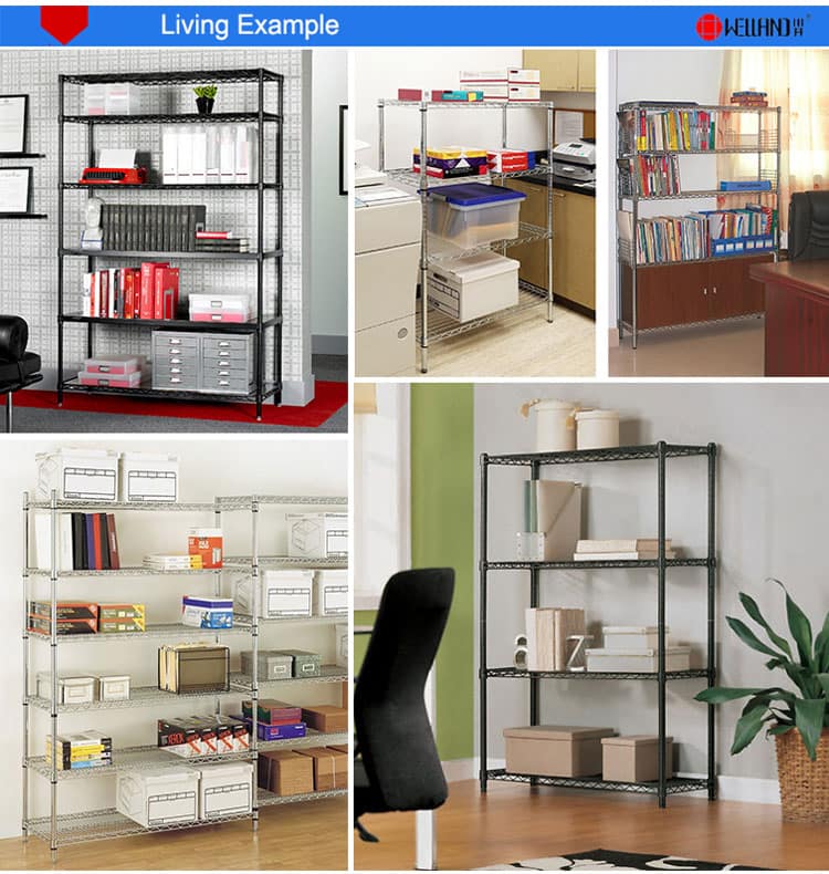 4 Tiers DIY Chrome Plated Office Stationery Metal Wire Rack Shelving