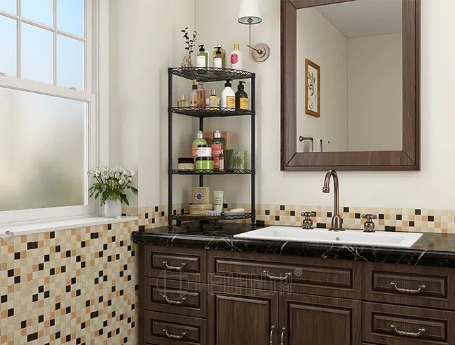 4-Tier Black Corner Shelf, Multi-Tier Metal Organizer for Home (3)