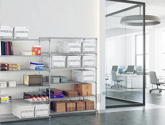 6-Tier Steel Wire Shelving Organizer & Room Divider for Office