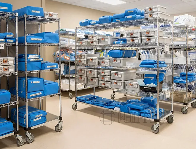 NSF Factory Direct 5 Layers Heavy Duty Chrome Shelving Steel Medicine Storage Shelf