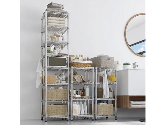 Space-Saving 8-Tier Corner Shelf Unit  Modular Wire Rack for Kitchen, Garage & Bathroom（12）