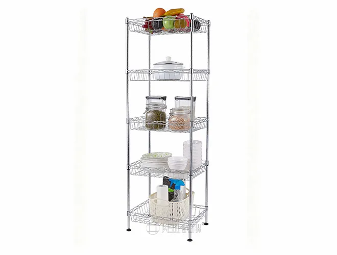 5-Tier Rolling Wire Storage Rack - Tall Organizer with Wheels（1）
