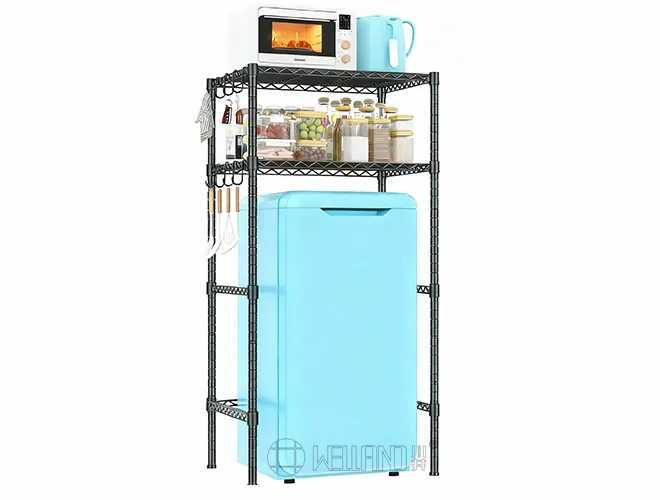 2-Tier Refrigerator Storage Rack with Hooks - Fridge Organizer（1）
