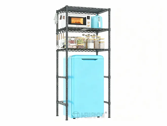 3-Tier Refrigerator Storage Rack with Hooks - Tall Fridge Organizer（1）