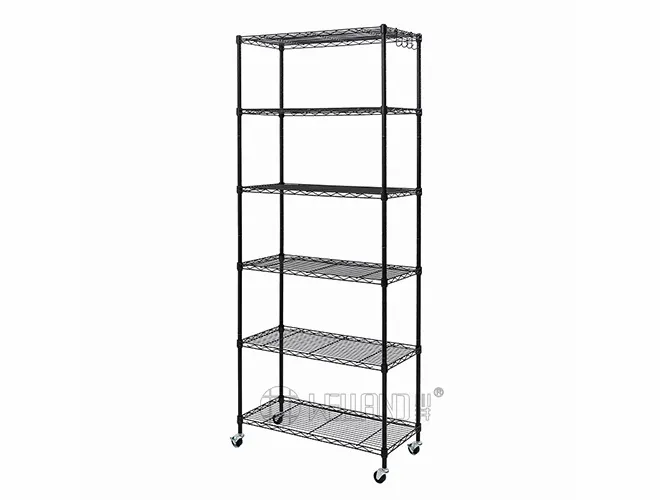2-in-1 Black Wire Shelving with Wheels - Rolling Storage Cart（3）
