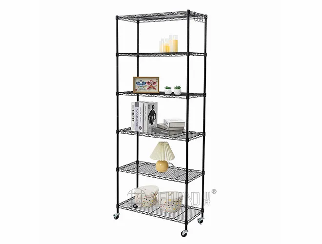 2-in-1 Black Wire Shelving with Wheels - Rolling Storage Cart（2）