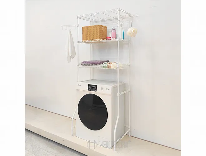 3-Tier Washing Machine Rack - White Storage Organizer（1）