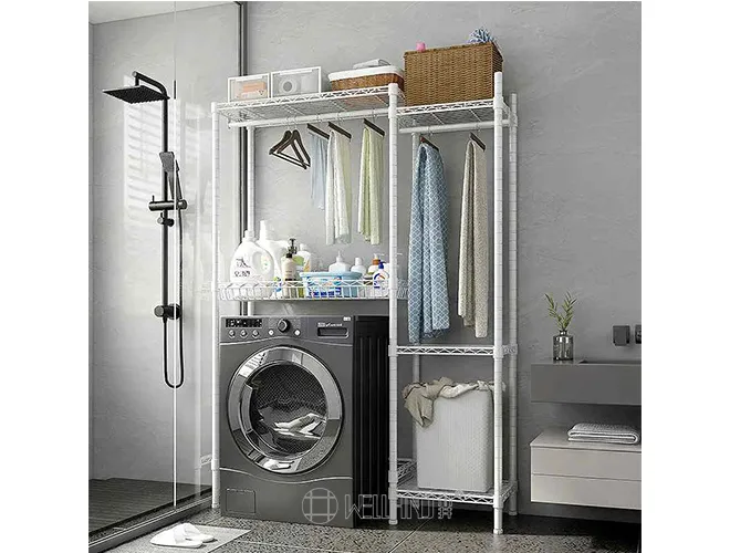 4-Tier Washing Machine Balcony Organizer - White Storage Rack（2）