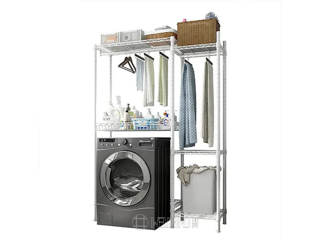4-Tier Washing Machine Balcony Organizer - White Storage Rack（1）