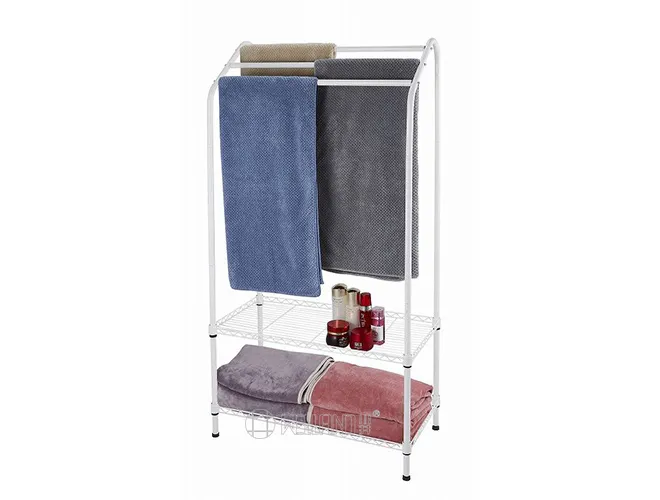 2-Tier Towel Rack - White Bathroom Shelf（1）