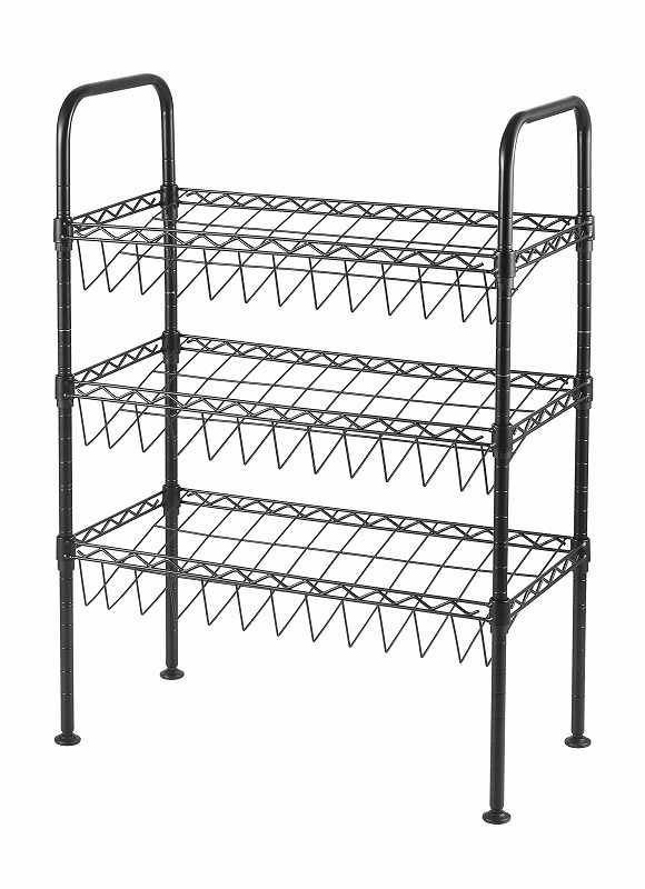 Adjustable 3-Tier Shoe Rack - Black Boot Organizer(8)