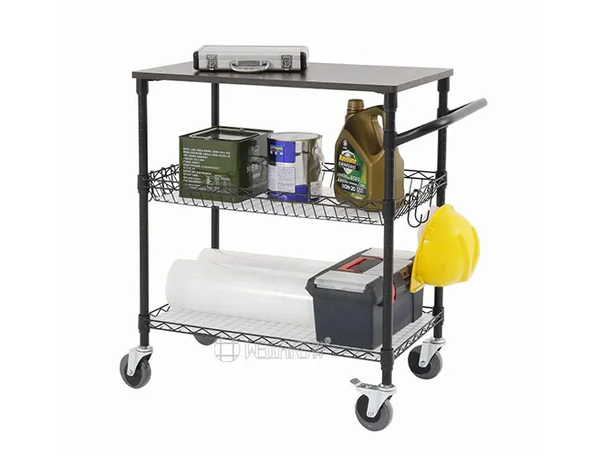 3-Tier Kitchen Trolley with MDF Board - Rolling Service Cart(3)