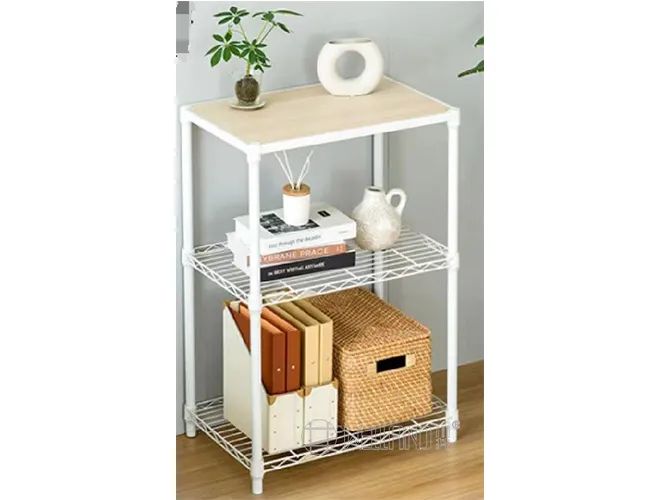 3-Tier White Bamboo Fiberboard Rack - Steel Storage Furniture(1)