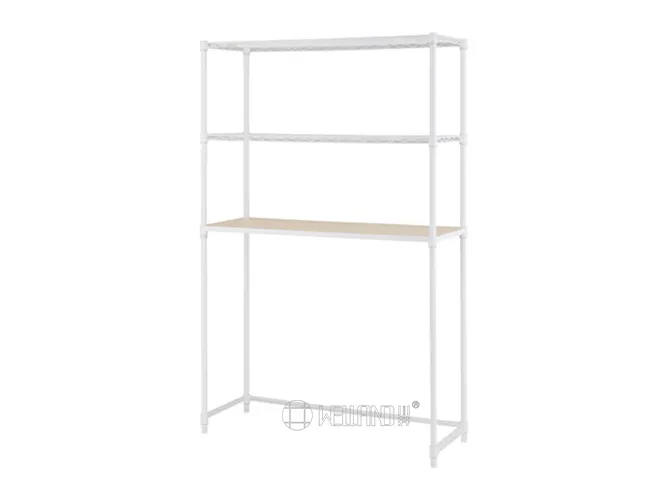3-Tier Bamboo Fiberboard Metal Rack - Durable Storage Unit(1)