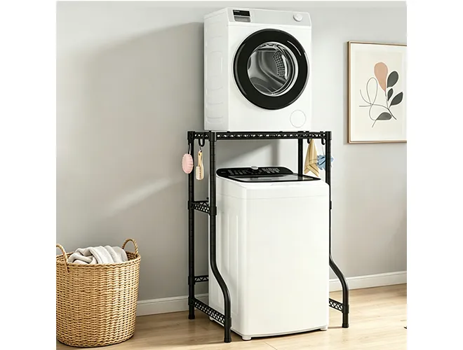 powder-coated-steel-rack-for-washe-dryer-top-storage-with-detachable-hooks-anti-rust-finish (2)