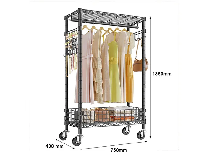 all-in-one-garment-rack-with-side-grid-hooks-and-a-metal-basket-for-extra-storage (4)