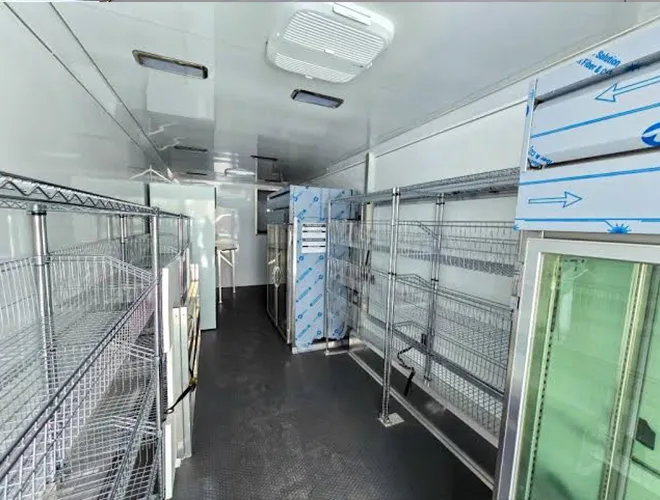 mobile grocery store trailer rack system chrome wire basket rack (3)
