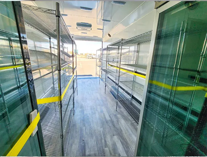 mobile grocery store trailer rack system chrome wire basket rack (2)