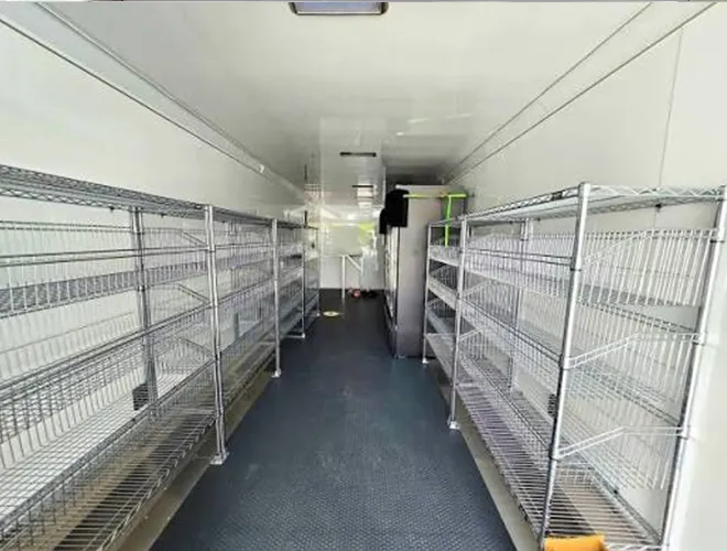 mobile grocery store trailer rack system chrome wire basket rack (4)