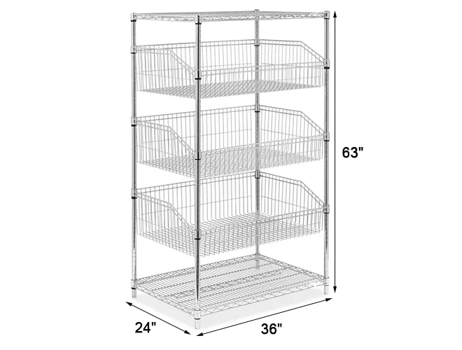 mobile grocery store trailer rack system chrome wire basket rack (8)