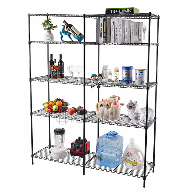 Black Wire Shelving Unit, Combined Wire Rack Shelves, Adjustable Metal Shelf.jpg